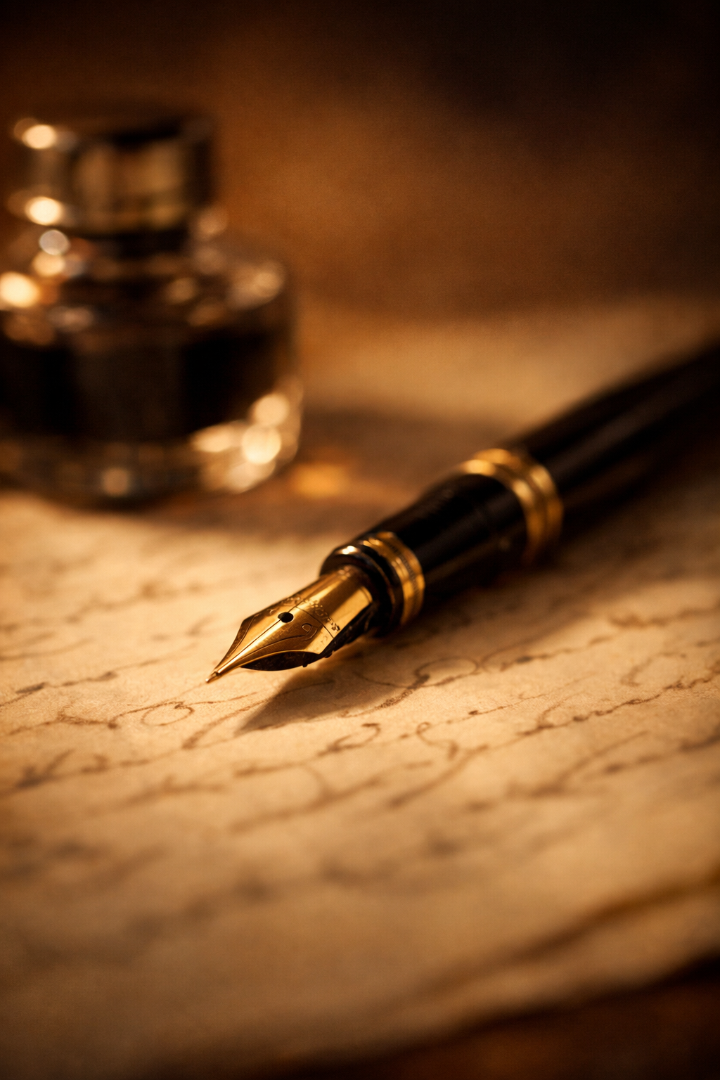Stylo plume sur manuscrit